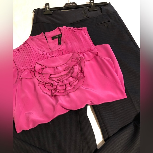 BCBG MaxAzria Navy shadow striped trouser size 0 - Picture 1 of 12